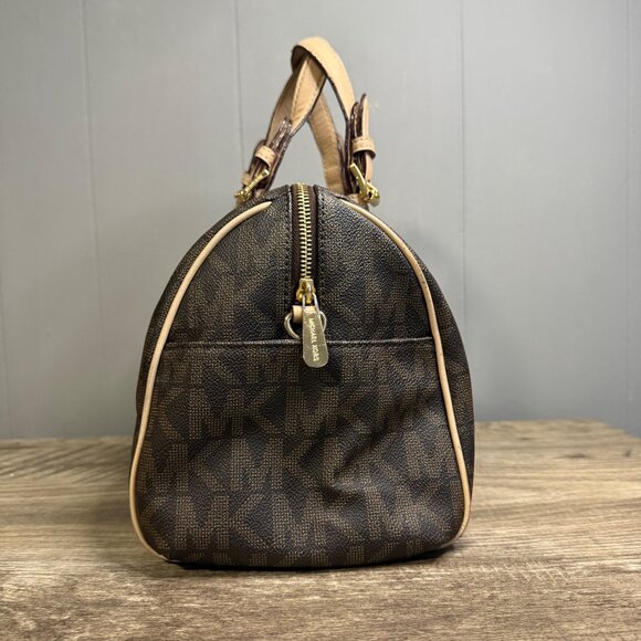 Michael Kors Grayson Logo Small Brown/Acorn Duffel Crossbody Bag - Picture 3 of 7